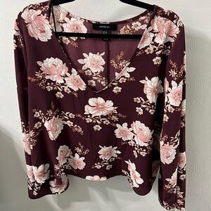 Forever 21 Plus Long Sleeved Floral Blouse